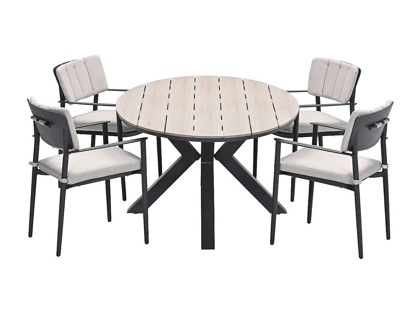 Ensemble de jardin Garden Impressions Dane - Tulli - gris foncé - 180x115 cm - 5 pièces