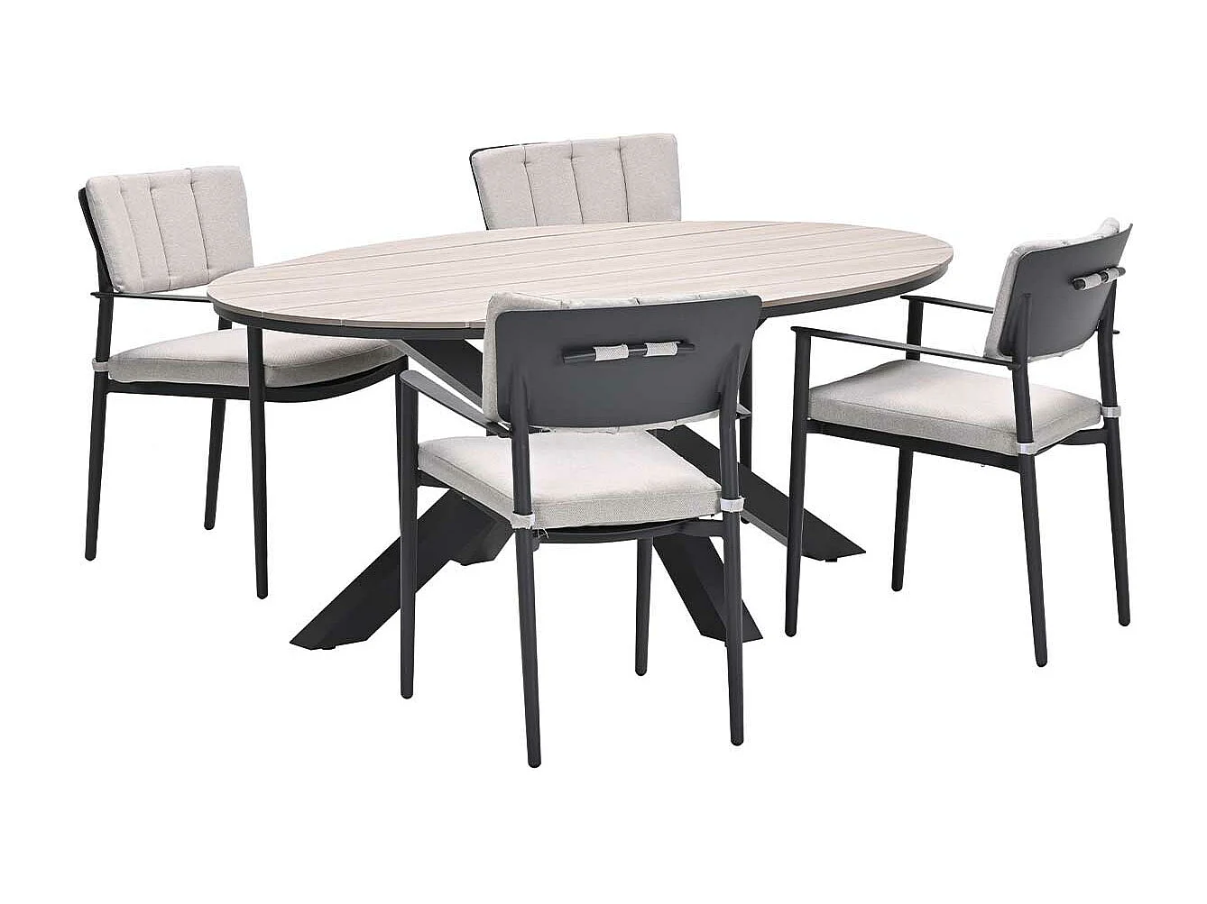 Ensemble de jardin Garden Impressions Dane - Tulli - gris foncé - 180x115 cm - 5 pièces