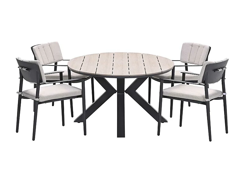 Ensemble de jardin Garden Impressions Dane - Tulli - gris foncé - 180x115 cm - 5 pièces