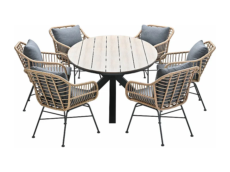 Ensemble de jardin Garden Impressions Lucas 7-pièces brun - table de jardin Tulli 220x115 cm
