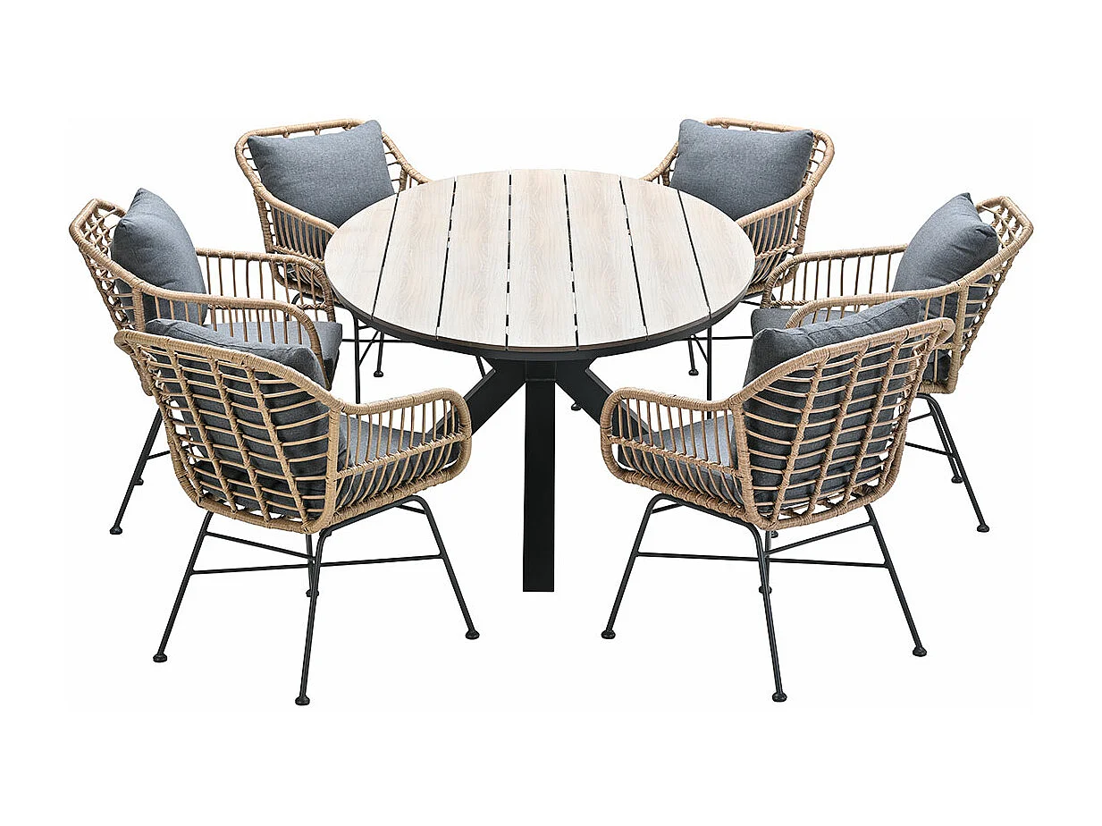 Ensemble de jardin Garden Impressions Lucas 7-pièces brun - table de jardin Tulli 220x115 cm