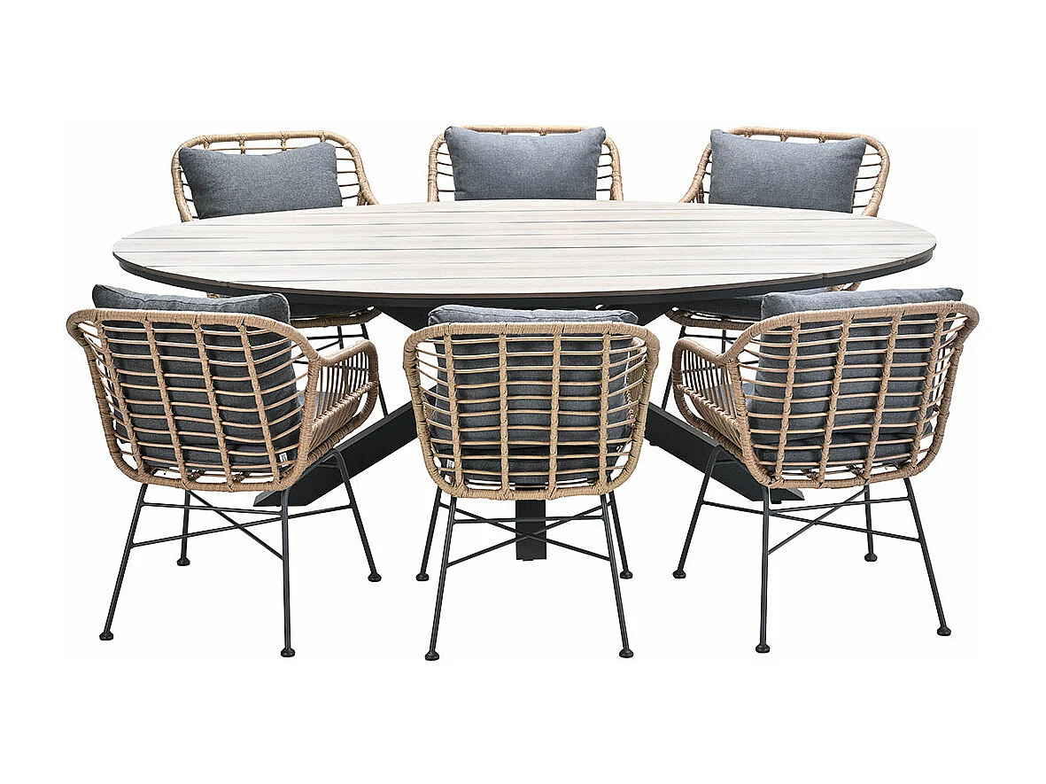 Ensemble de jardin Garden Impressions Lucas 7-pièces brun - table de jardin Tulli 220x115 cm