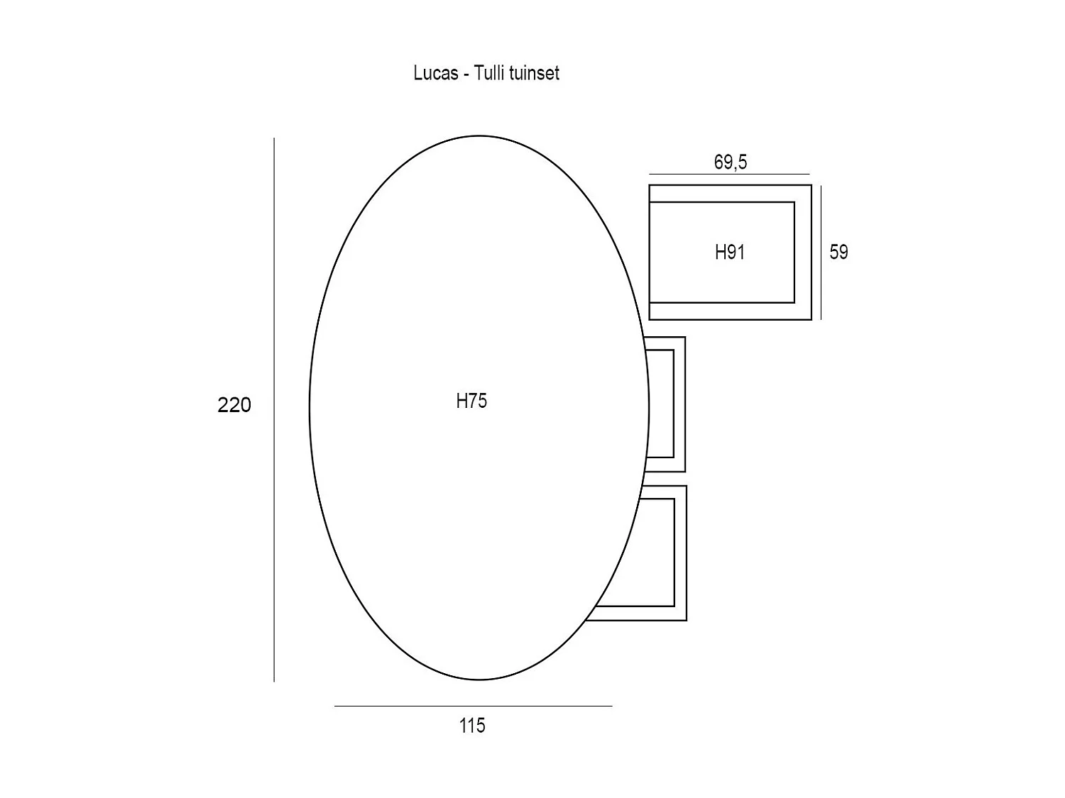 Ensemble de jardin Garden Impressions Lucas 7-pièces brun - table de jardin Tulli 220x115 cm