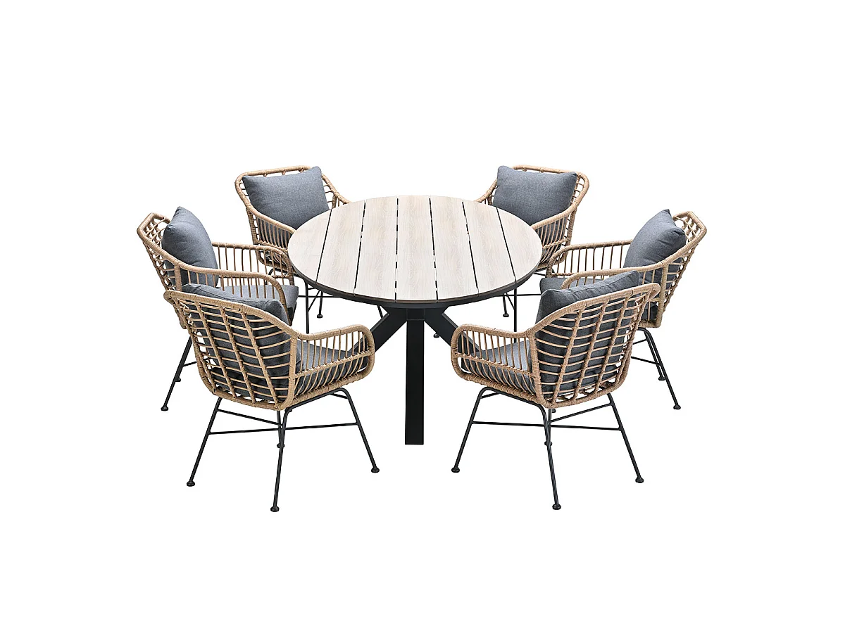 Garden Impressions Lucas tuinset 7-delig bruin - Tulli tuintafel 220x115 cm