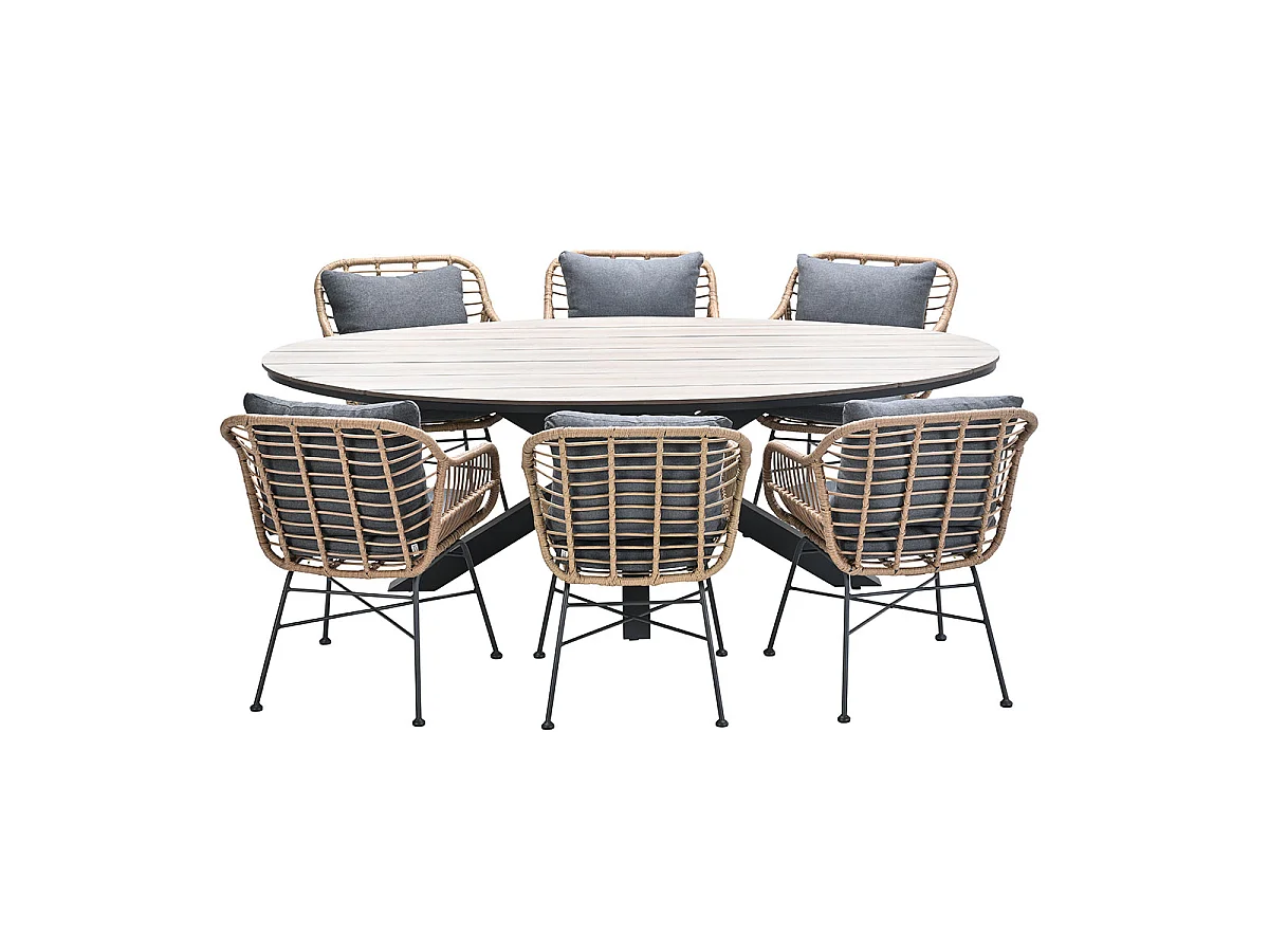 Garden Impressions Lucas tuinset 7-delig bruin - Tulli tuintafel 220x115 cm