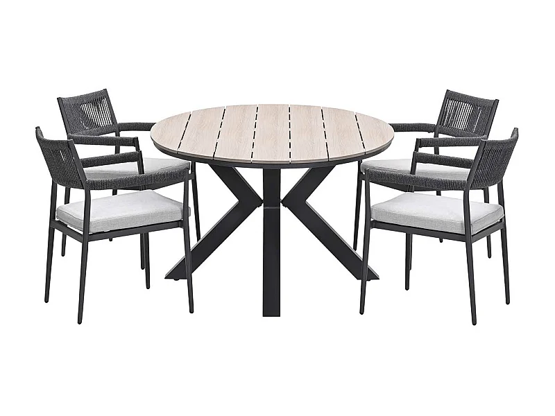 Garden Impressions Tineo tuinset 5-delig - Tulli tuintafel 180x115 cm - light teak vironwood