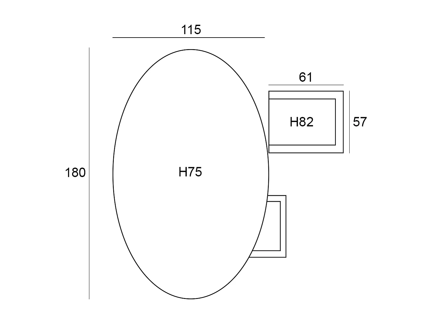 Ensemble de jardin Garden Impressions Tineo - Tulli - gris foncé - 180x115 cm - 5 pièces