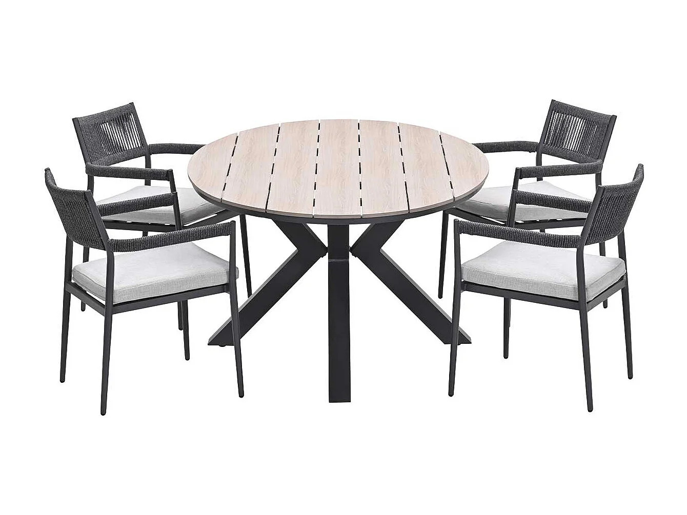 Ensemble de jardin Garden Impressions Tineo - Tulli - gris foncé - 180x115 cm - 5 pièces