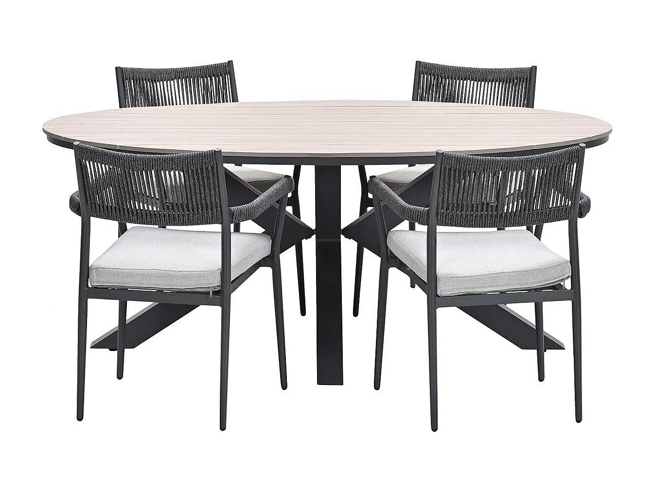 Ensemble de jardin Garden Impressions Tineo - Tulli - gris foncé - 180x115 cm - 5 pièces