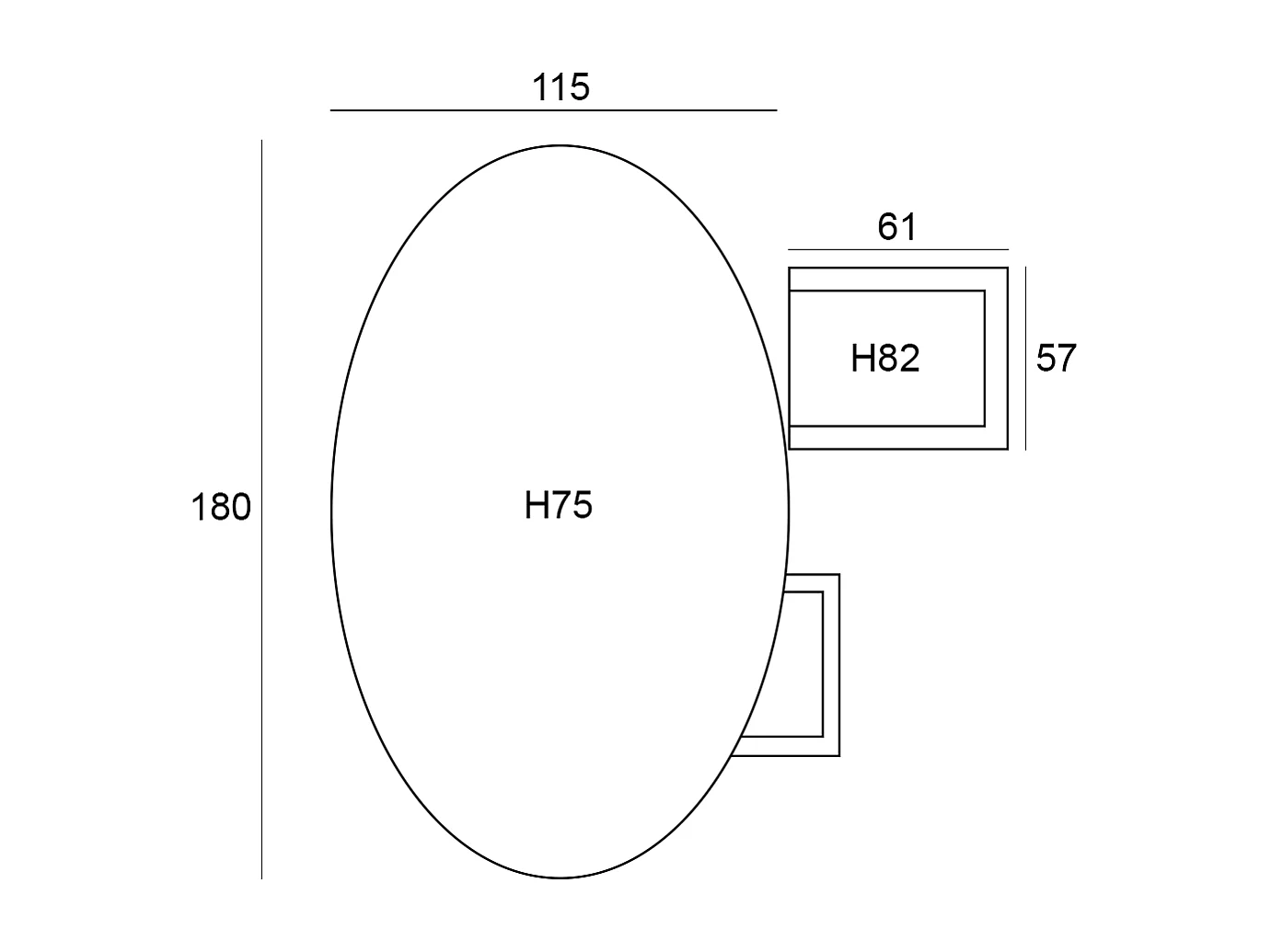 Ensemble de jardin Garden Impressions Tineo - Tulli - gris foncé - 180x115 cm - 5 pièces