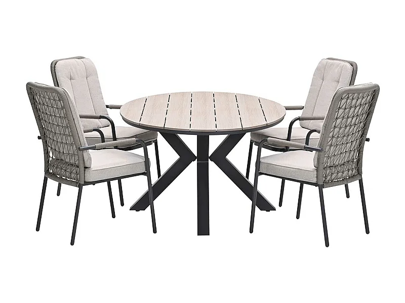 Garden Impressions Aleria tuinset 5-delig taupe - Tulli tuintafel 180x115 cm - light teak vironwood