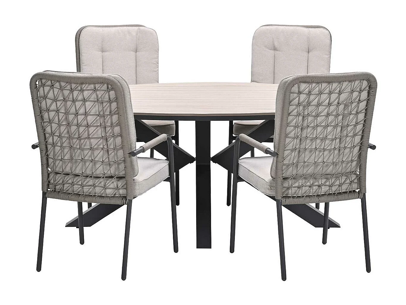 Garden Impressions Aleria tuinset 5-delig taupe - Tulli tuintafel 180x115 cm - light teak vironwood