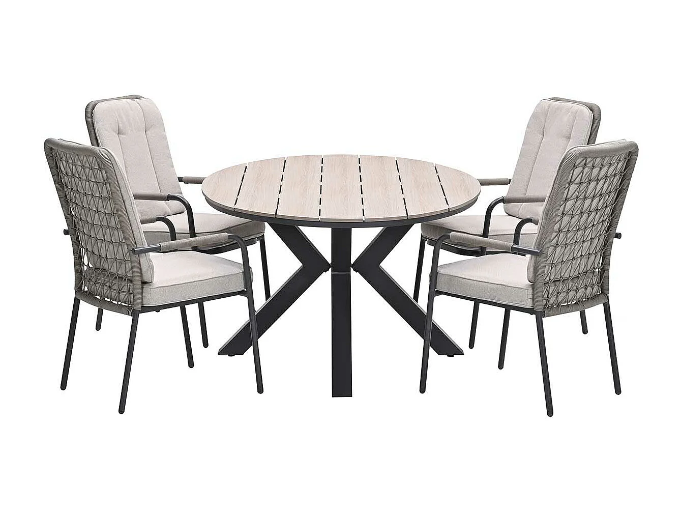 Garden Impressions Aleria tuinset 5-delig taupe - Tulli tuintafel 180x115 cm - light teak vironwood