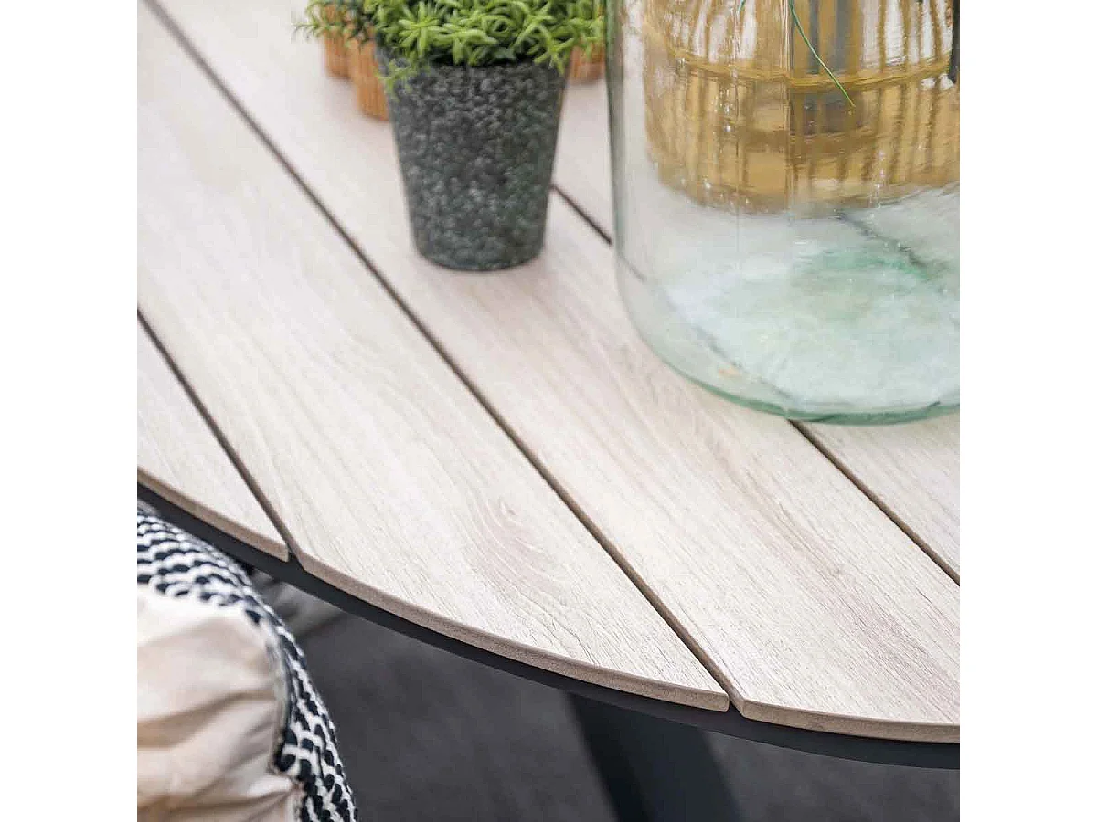 Garden Impressions Aleria tuinset 5-delig taupe - Tulli tuintafel 180x115 cm - light teak vironwood