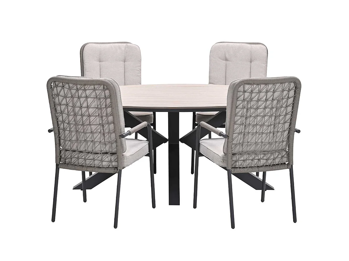 Garden Impressions Aleria tuinset 5-delig taupe - Tulli tuintafel 180x115 cm - light teak vironwood