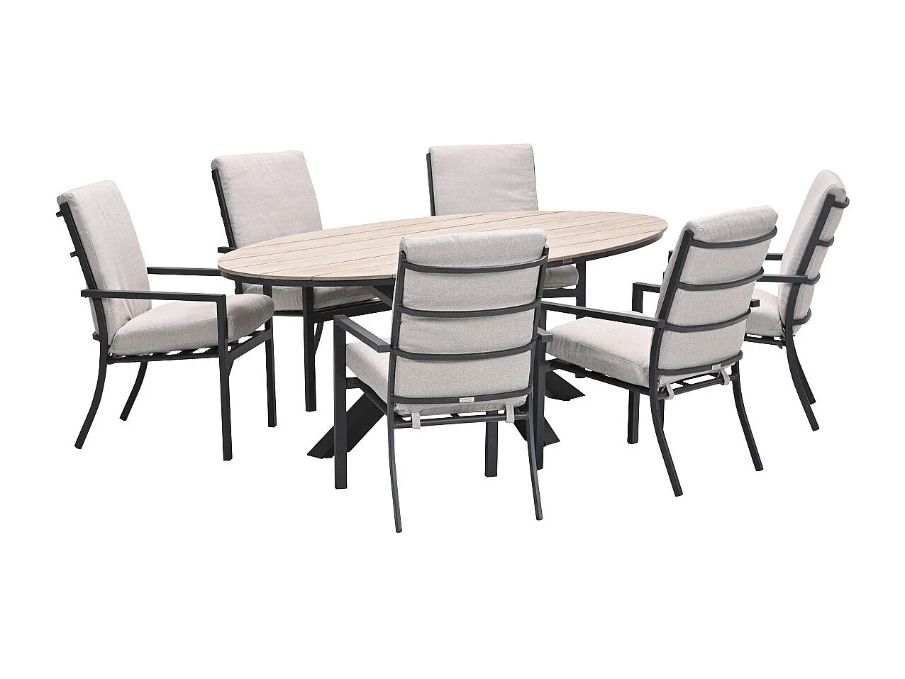 Garden Impressions Senja tuinset 7-delig desert sand - Tulli tuintafel 220x115xH75 cm - light teak vironwood