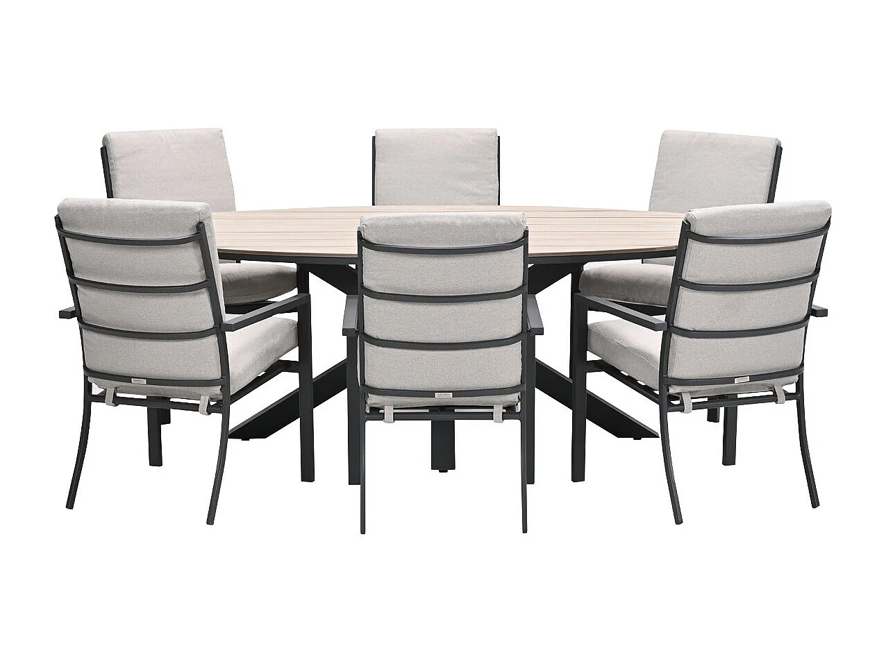 Garden Impressions Senja tuinset 7-delig desert sand - Tulli tuintafel 220x115xH75 cm - light teak vironwood