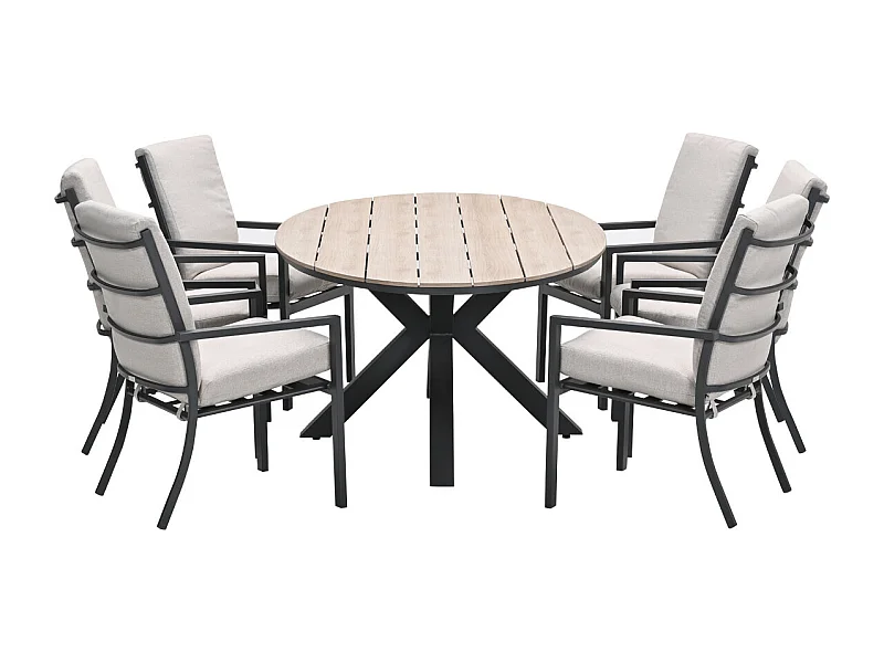 Garden Impressions Senja tuinset 7-delig desert sand - Tulli tuintafel 220x115xH75 cm - light teak vironwood