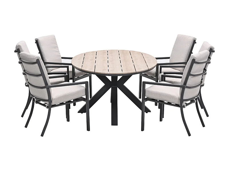 Garden Impressions Senja tuinset 7-delig desert sand - Tulli tuintafel 220x115xH75 cm - light teak vironwood