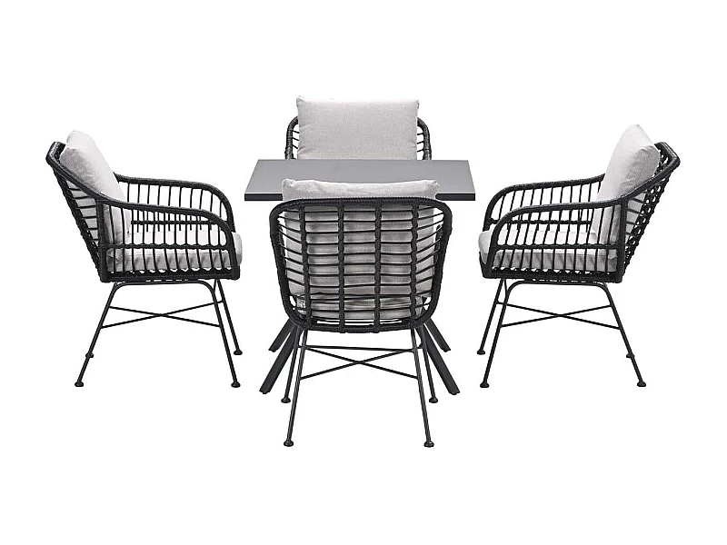 Ensemble de jardin Garden Impressions Lucas noir 5 pièces - Table de jardin Rimini 80x80 cm