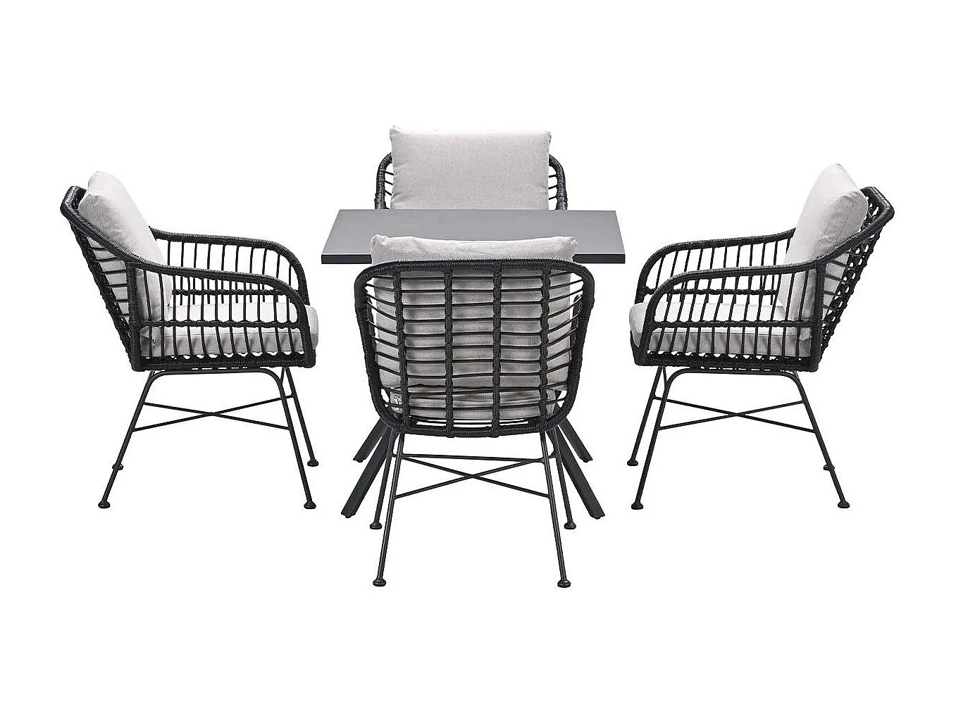 Ensemble de jardin Garden Impressions Lucas noir 5 pièces - Table de jardin Rimini 80x80 cm