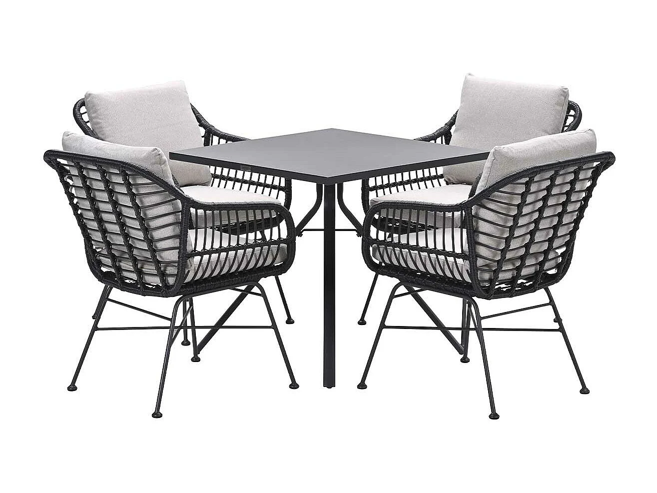 Ensemble de jardin Garden Impressions Lucas noir 5 pièces - Table de jardin Rimini 80x80 cm