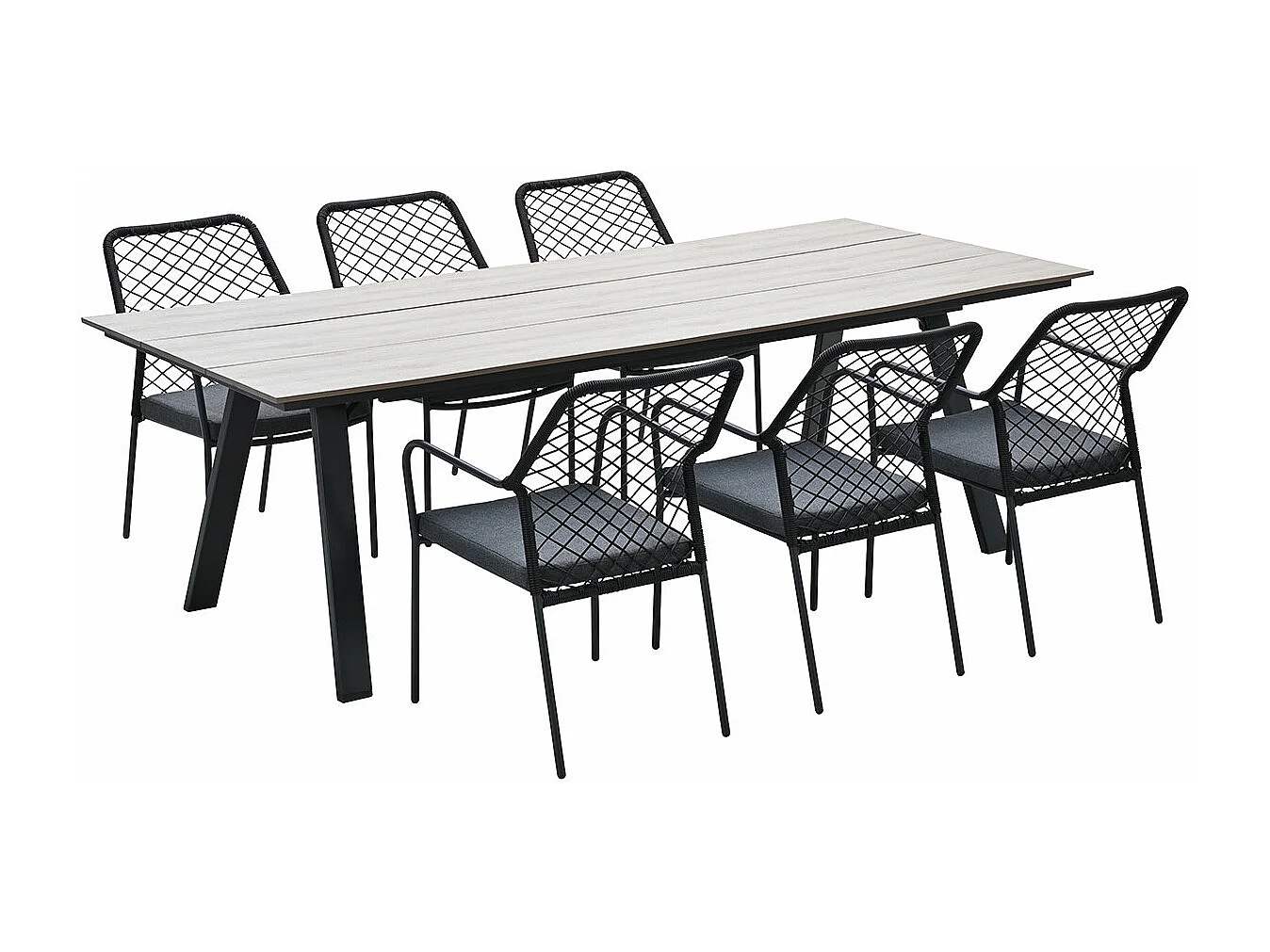 Garden Impressions Ross tuinset 7-delig zwart - Braga tuintafel 220x100 cm