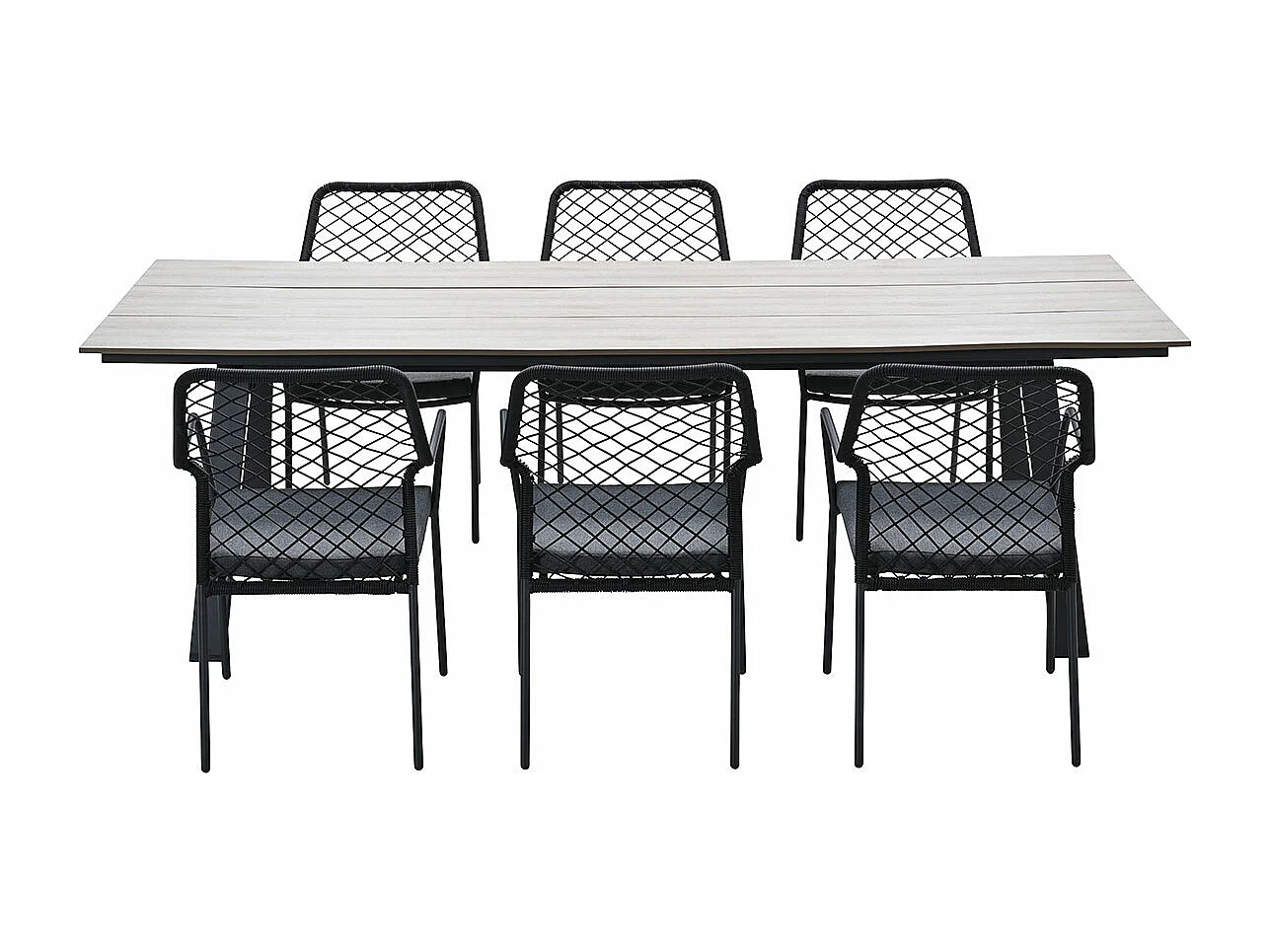 Garden Impressions Ross tuinset 7-delig zwart - Braga tuintafel 220x100 cm