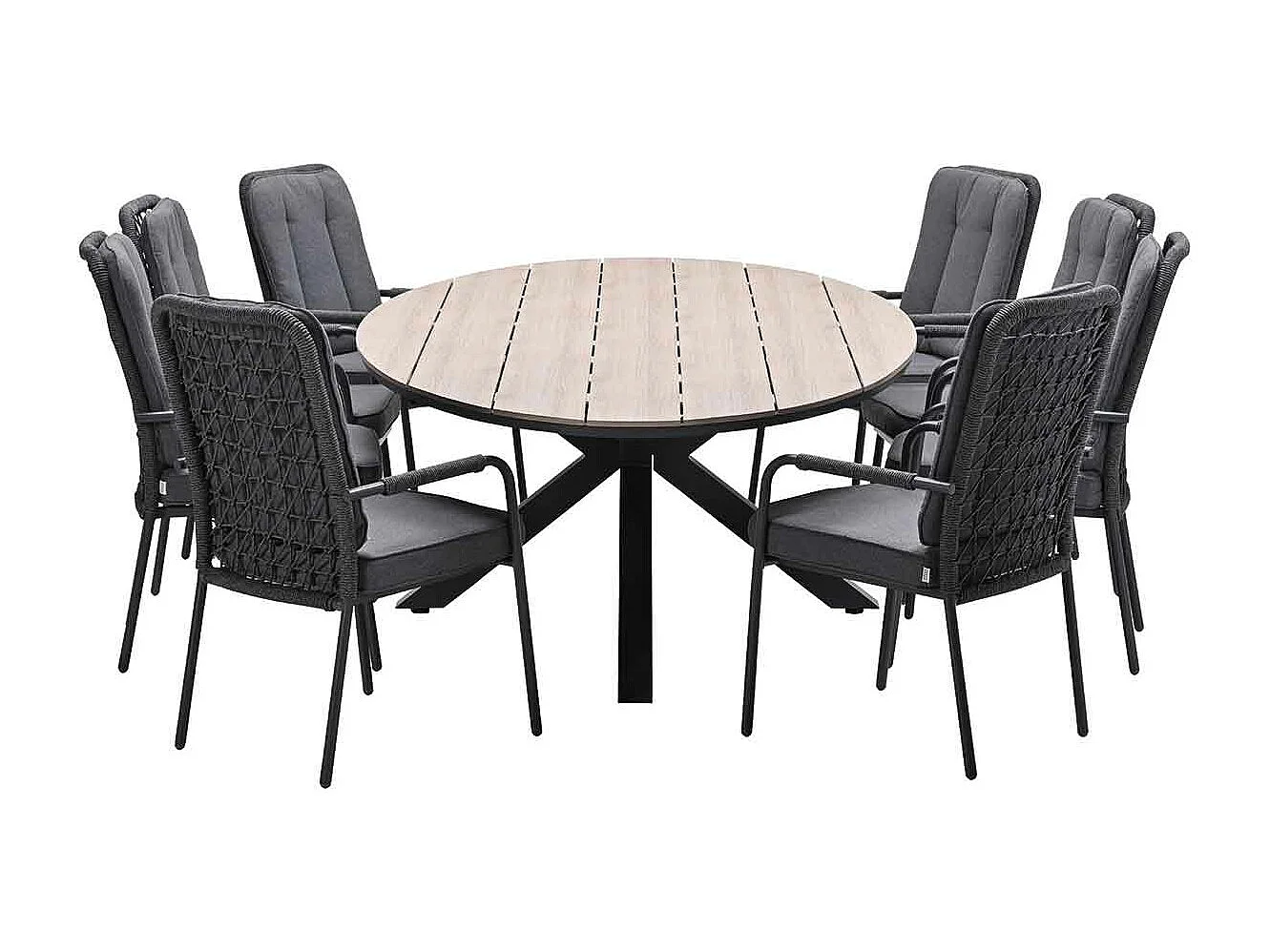 Ensemble de jardin Garden Impressions Aleria - Tulli - Sable de Naples - 280x140x75 cm - 9 pièces