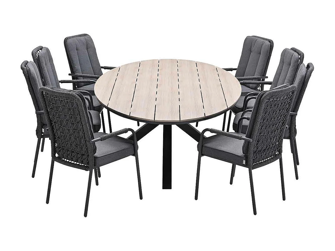 Ensemble de jardin Garden Impressions Aleria - Tulli - Sable de Naples - 280x140x75 cm - 9 pièces