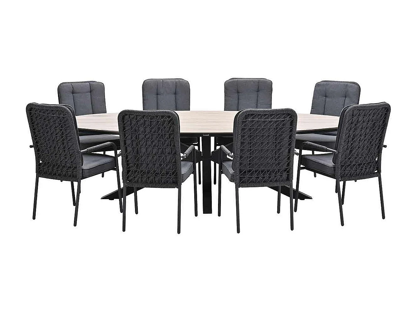 Ensemble de jardin Garden Impressions Aleria - Tulli - Sable de Naples - 280x140x75 cm - 9 pièces