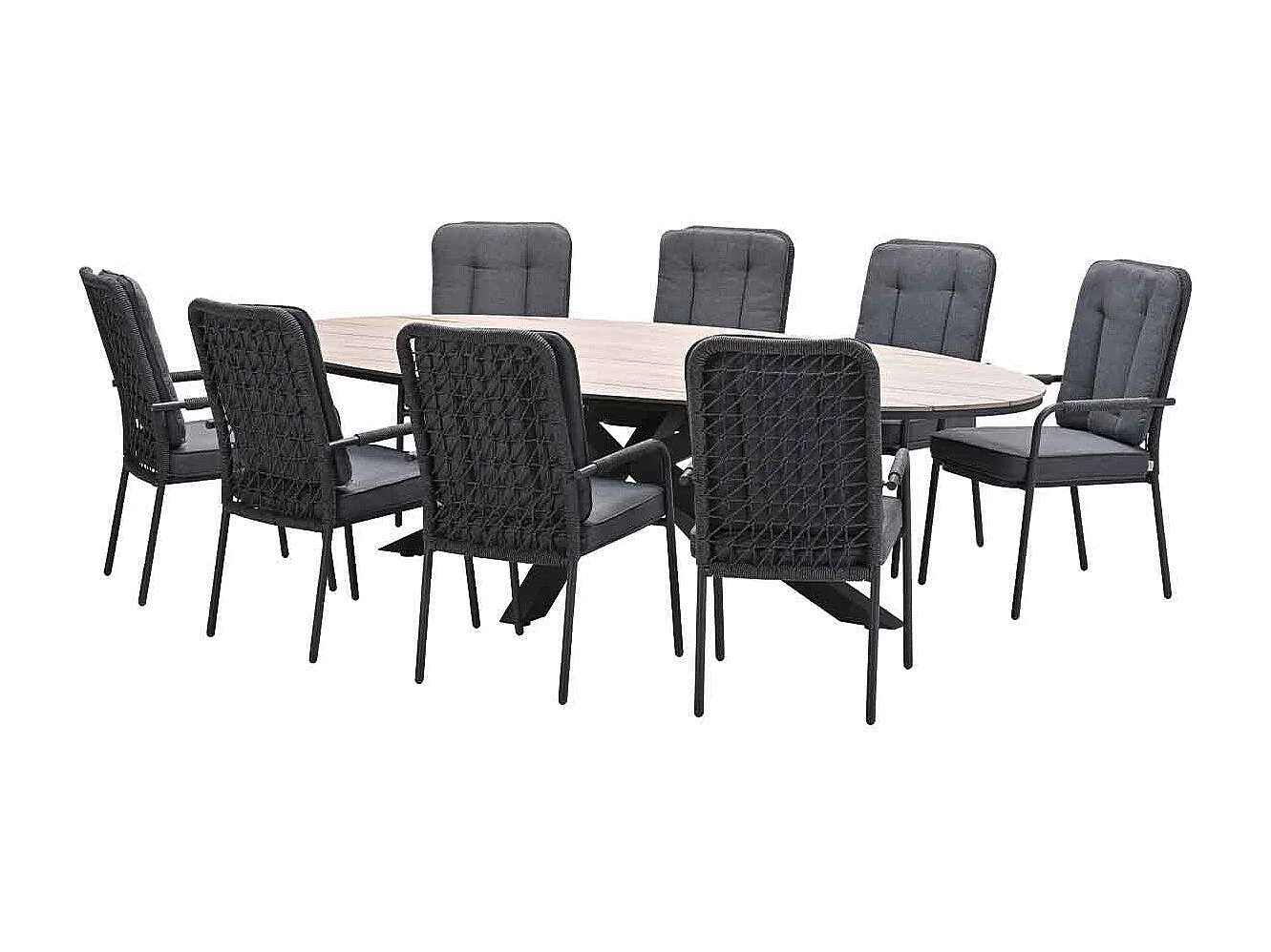 Ensemble de jardin Garden Impressions Aleria - Tulli - Sable de Naples - 280x140x75 cm - 9 pièces