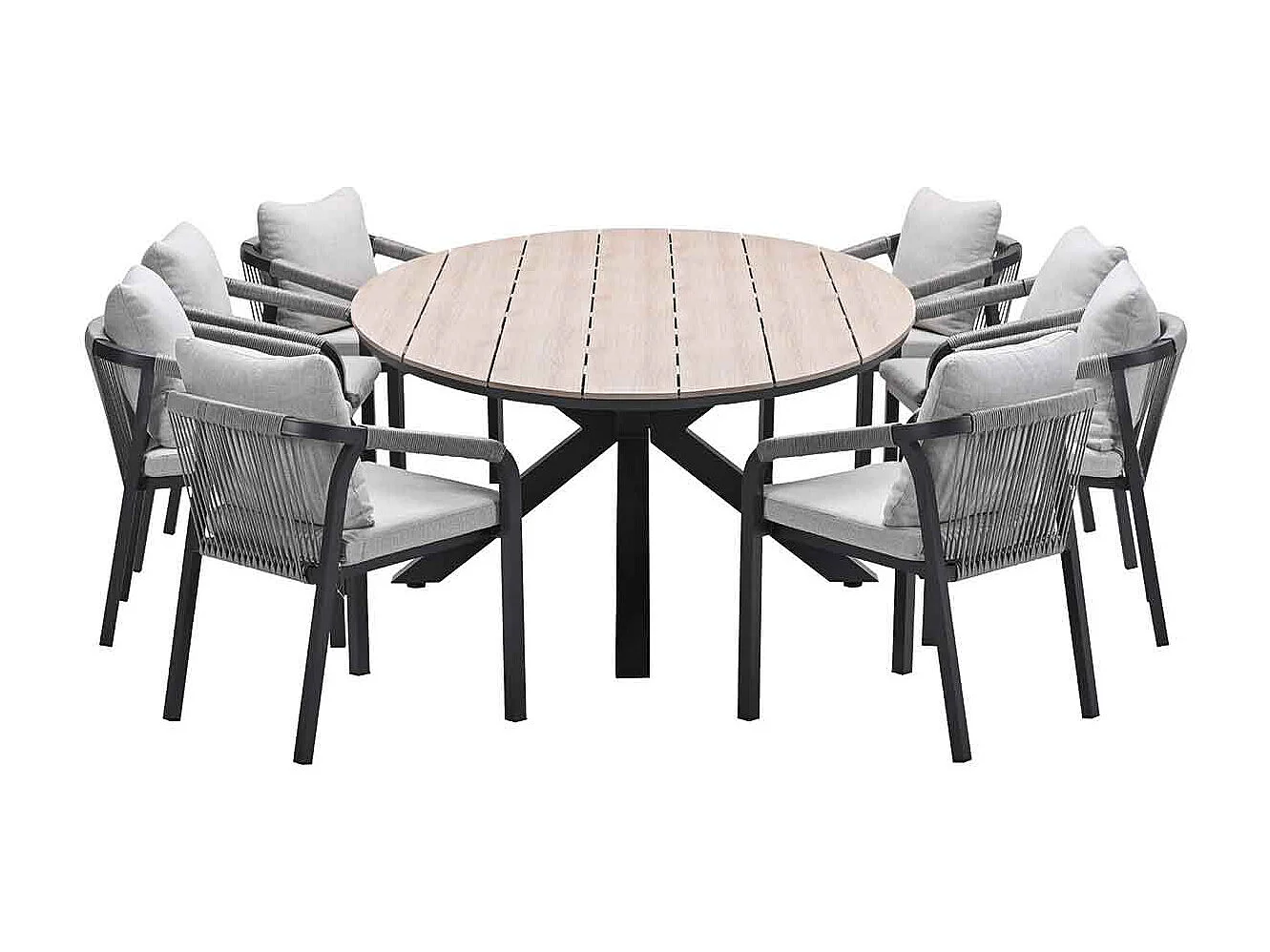 Ensemble de jardin Garden Impressions Tarera - Tulli - taupe - 280x140 cm - 9 pièces