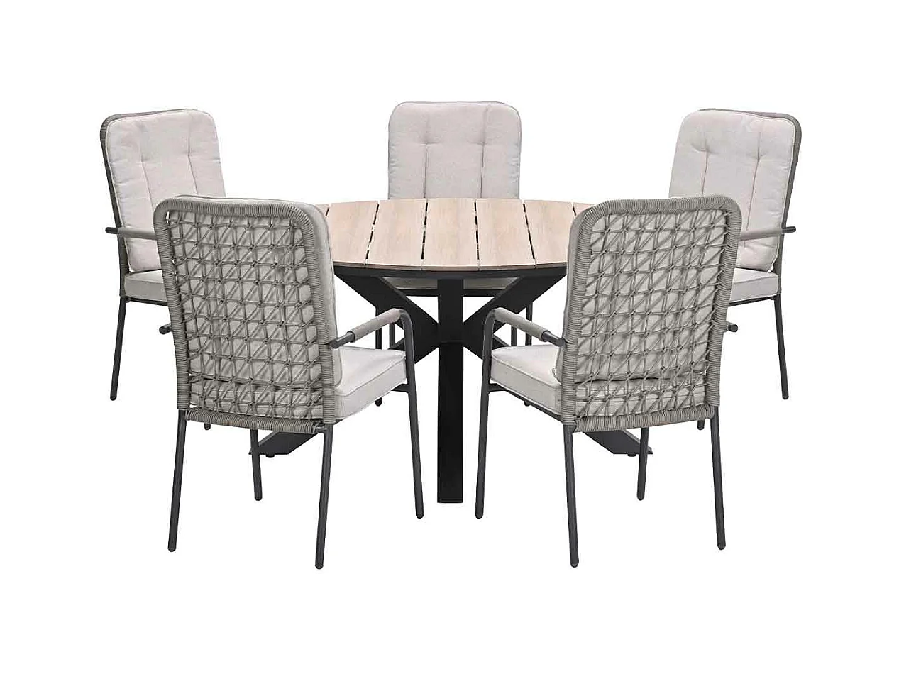 Ensemble de jardin Garden Impressions Aleria - Tulli - taupe - Ø148x75 cm - 6 pièces