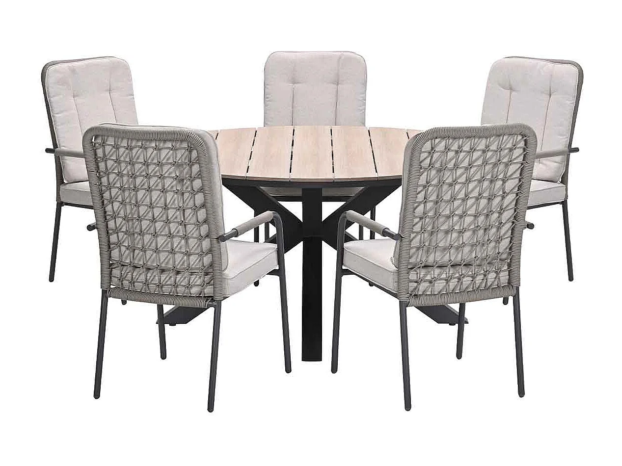 Ensemble de jardin Garden Impressions Aleria - Tulli - taupe - Ø148x75 cm - 6 pièces