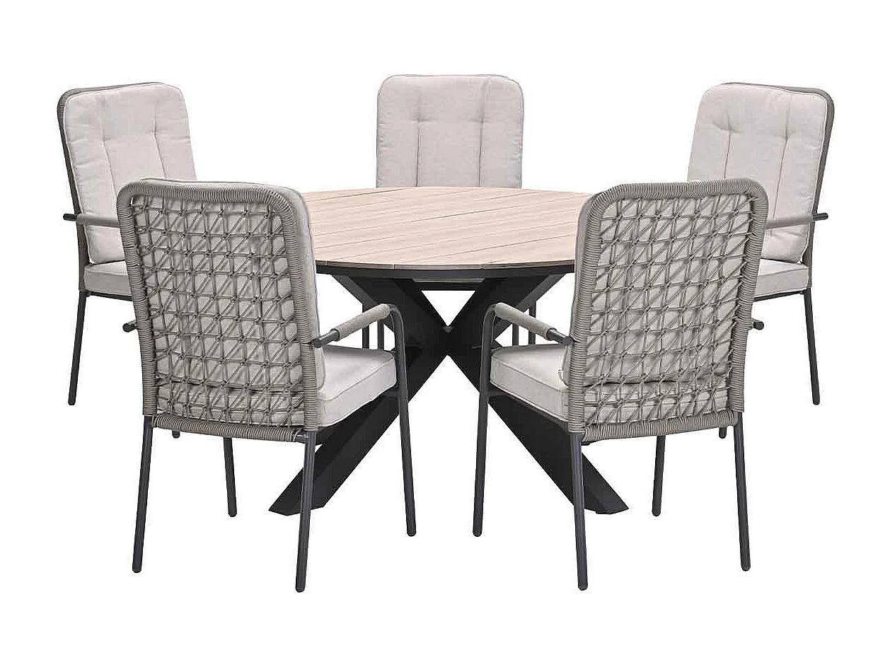 Ensemble de jardin Garden Impressions Aleria - Tulli - taupe - Ø148x75 cm - 6 pièces