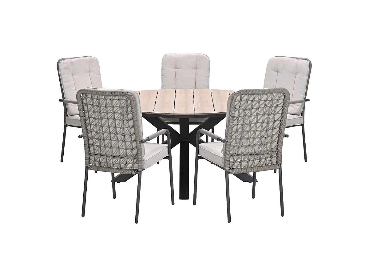 Ensemble de jardin Garden Impressions Aleria - Tulli - taupe - Ø148x75 cm - 6 pièces