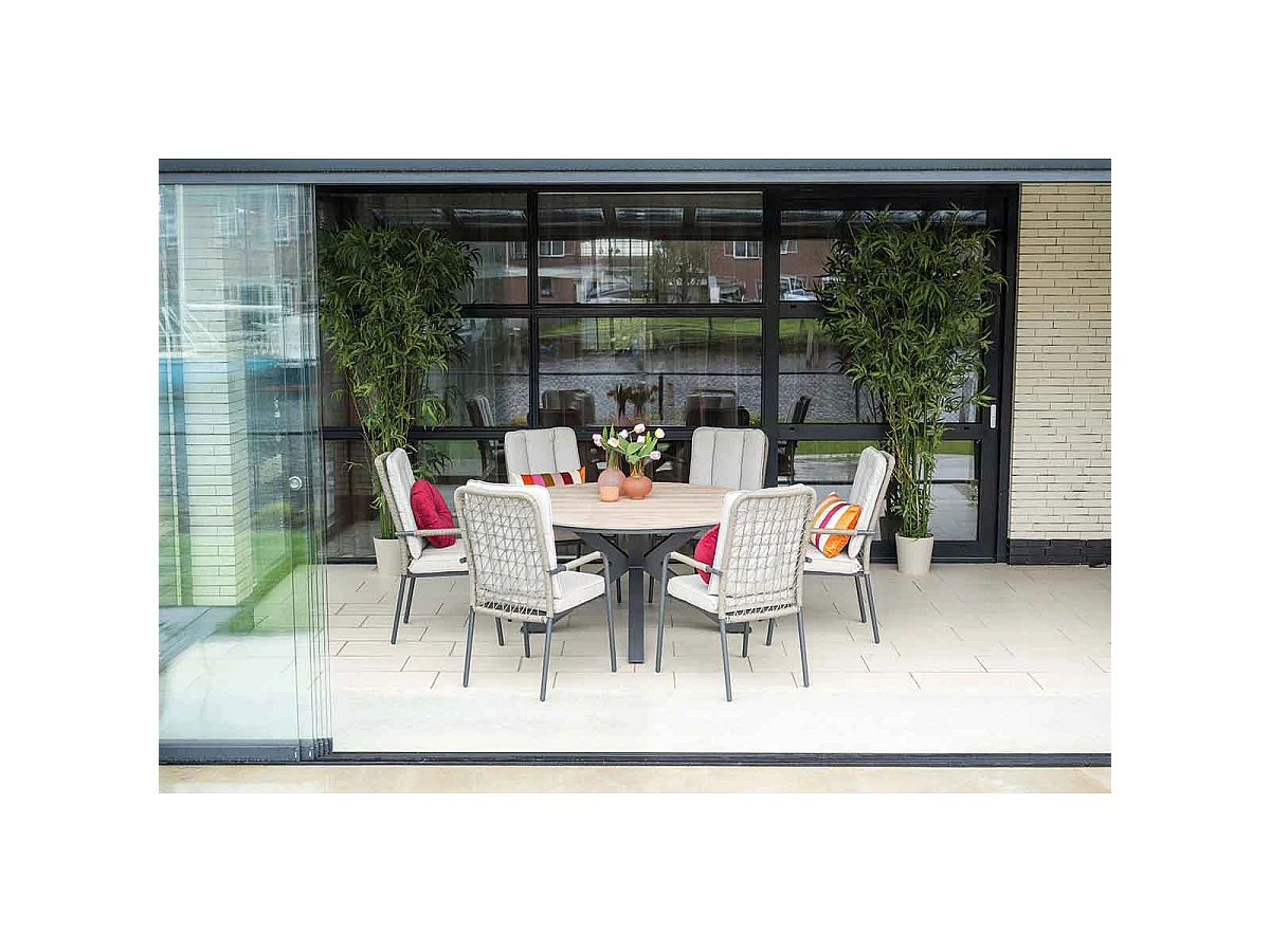 Ensemble de jardin Garden Impressions Aleria - Tulli - taupe - Ø148x75 cm - 6 pièces