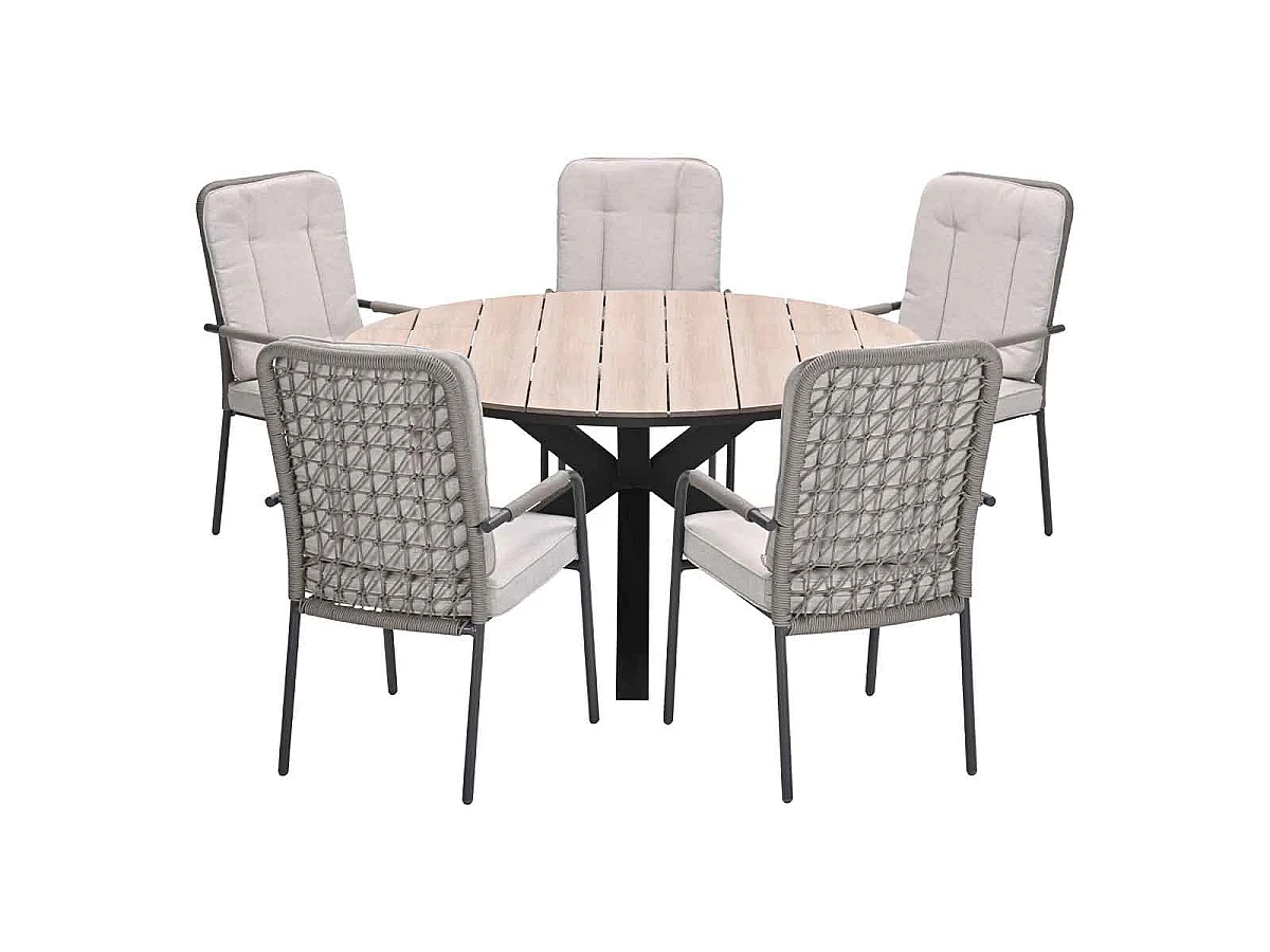 Ensemble de jardin Garden Impressions Aleria - Tulli - taupe - Ø148x75 cm - 6 pièces