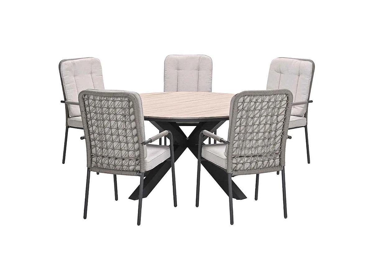 Ensemble de jardin Garden Impressions Aleria - Tulli - taupe - Ø148x75 cm - 6 pièces