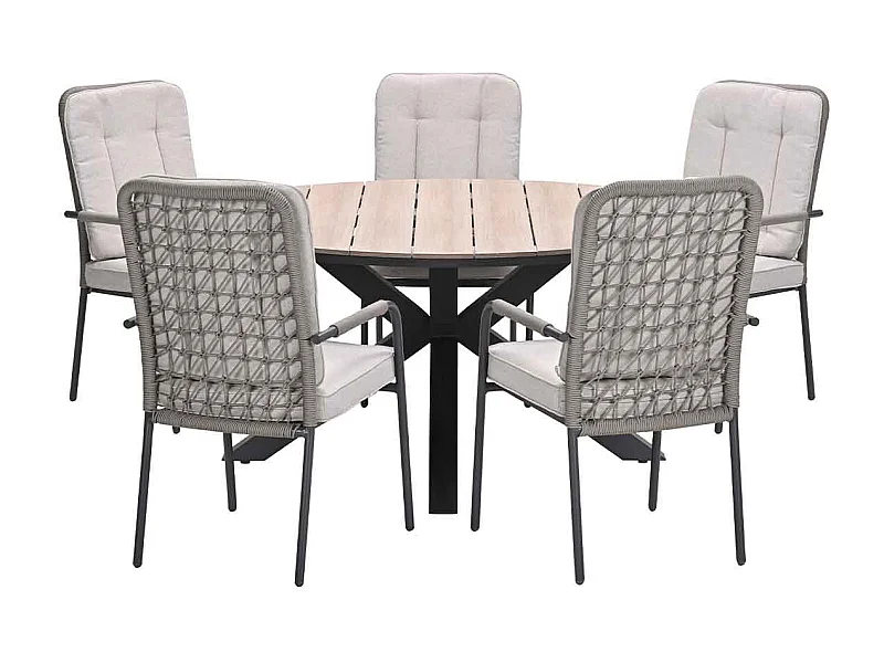 Ensemble de jardin Garden Impressions Aleria - Tulli - taupe - Ø148x75 cm - 6 pièces