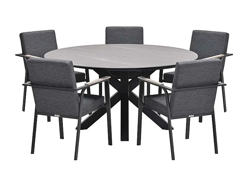 Ensemble de jardin Garden Impressions Angela - Duuk - gris foncé - Ø150 cm - 6 pièces