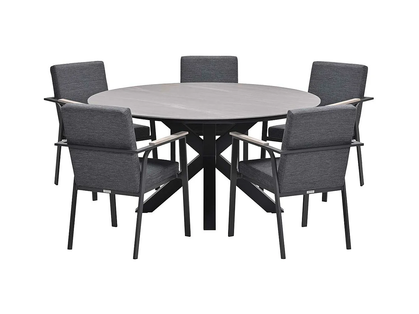 Ensemble de jardin Garden Impressions Angela - Duuk - gris foncé - Ø150 cm - 6 pièces