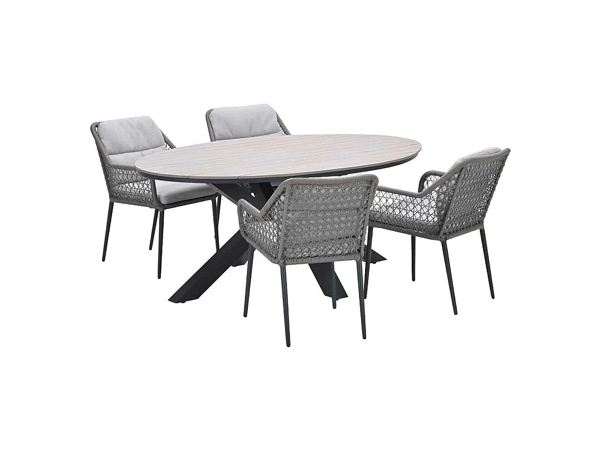 Garden Impressions Pemba tuinset 5-delig - Tulli tuintafel 180x115 cm - light teak vironwood
