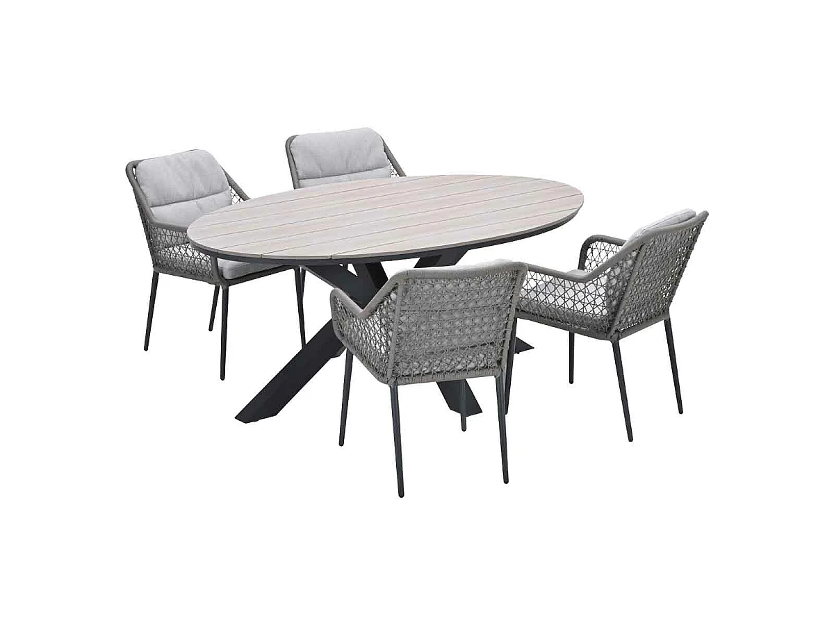 Garden Impressions Pemba tuinset 5-delig - Tulli tuintafel 180x115 cm - light teak vironwood