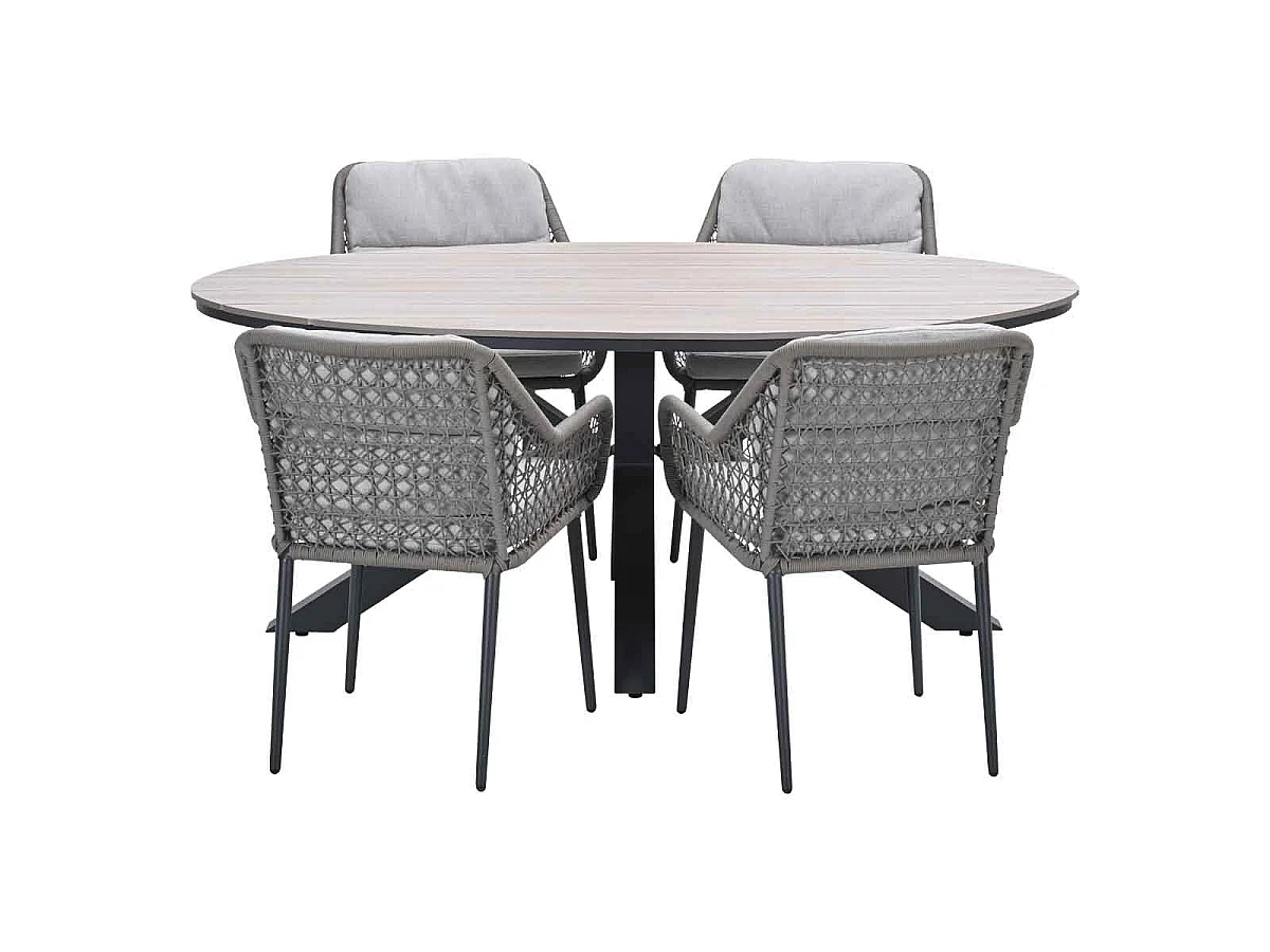 Garden Impressions Pemba tuinset 5-delig - Tulli tuintafel 180x115 cm - light teak vironwood