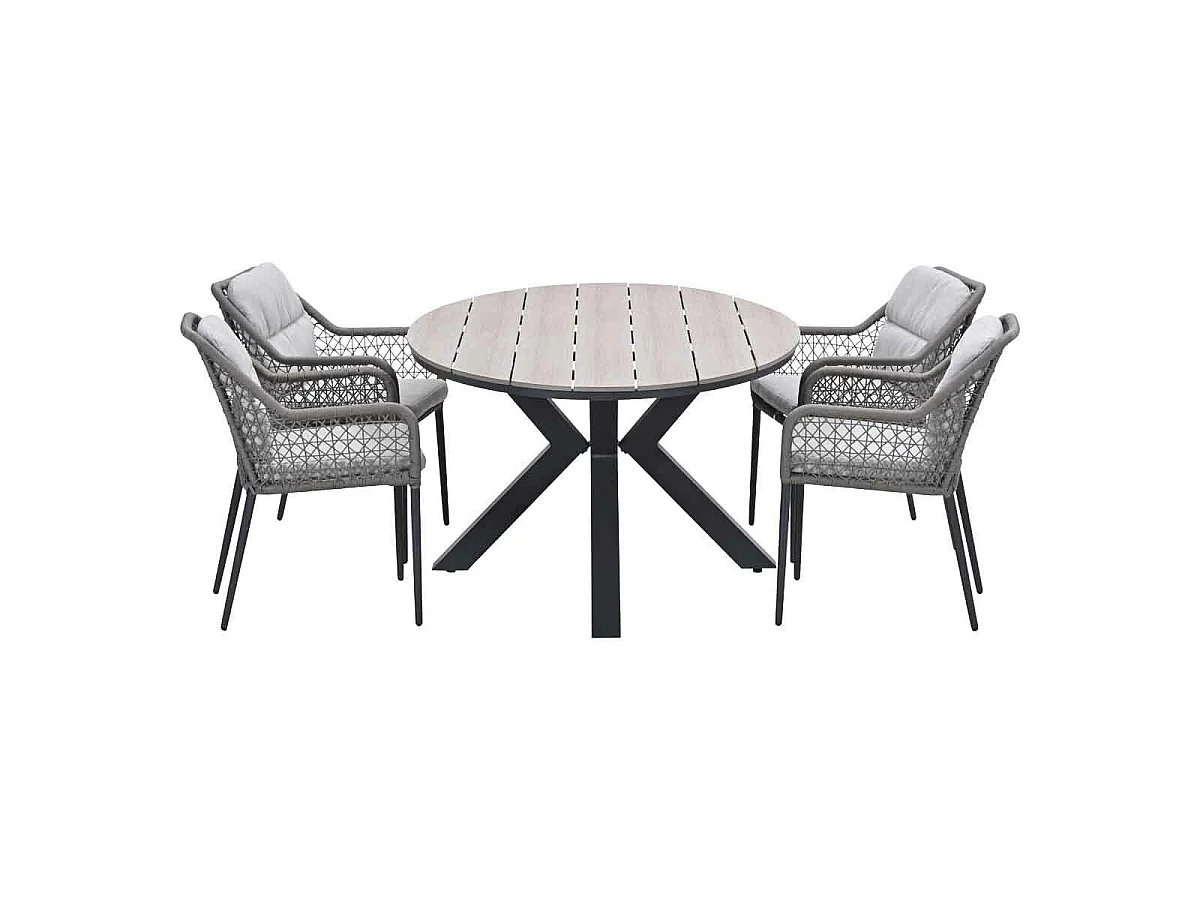 Garden Impressions Pemba tuinset 5-delig - Tulli tuintafel 180x115 cm - light teak vironwood