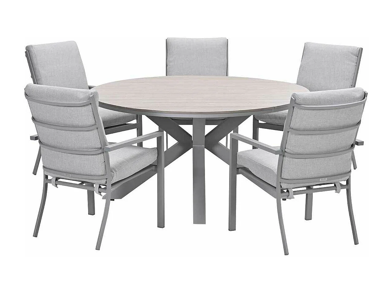 Garden Impressions Senja tuinset 6-delig valley sand - Tulli tuintafel Ø148x75 cm - light teak vironwood