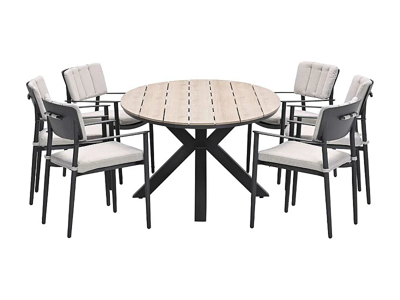 Ensemble de jardin Garden Impressions Dane - Tulli - gris foncé - 220x115 cm - 7 pièces