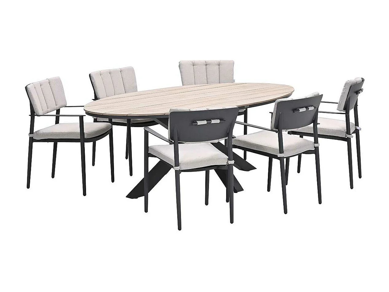 Ensemble de jardin Garden Impressions Dane - Tulli - gris foncé - 220x115 cm - 7 pièces